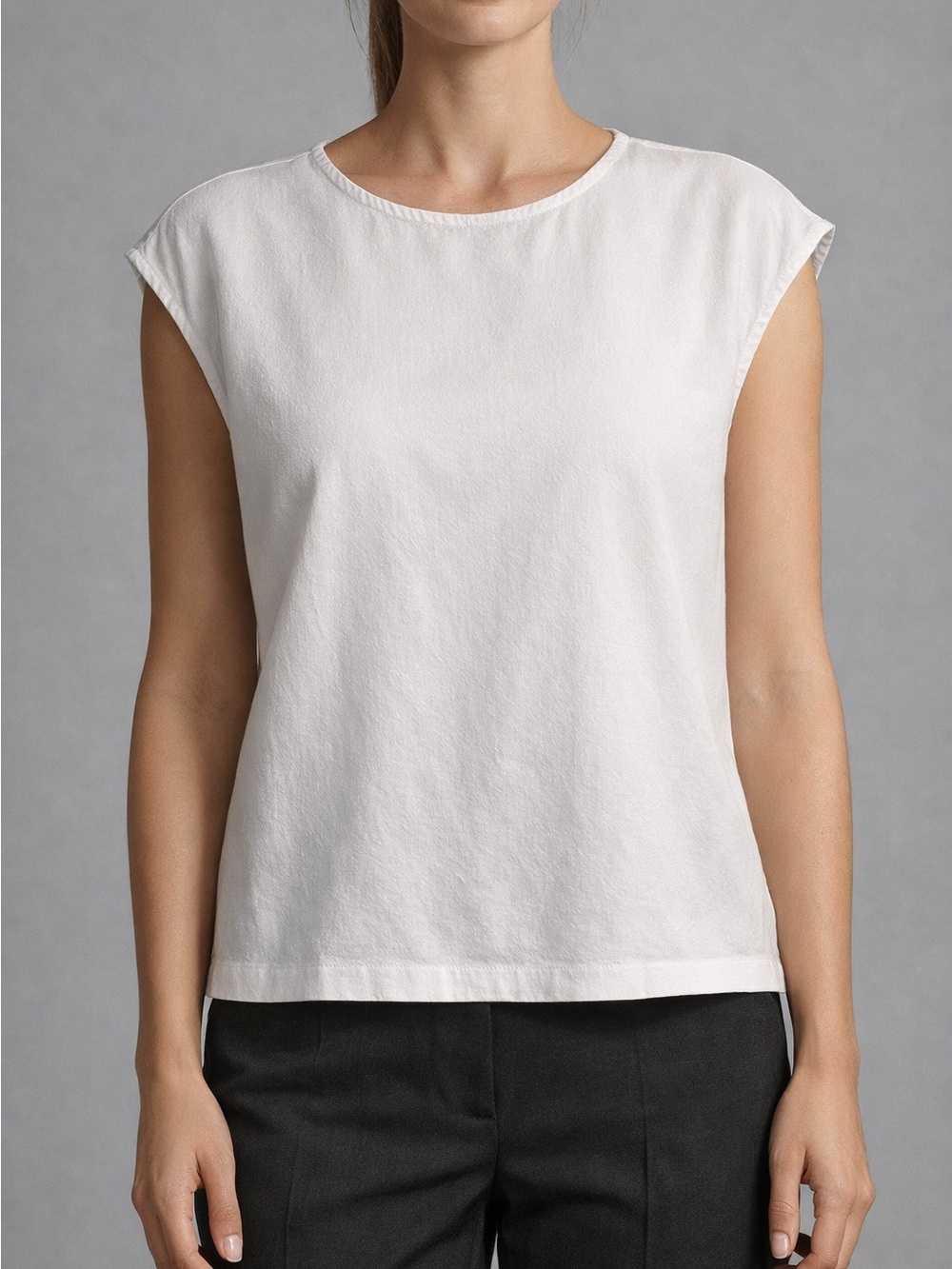 Theory Classic White Sleeveless Blouse - Effortless Work-to-Weekend Top